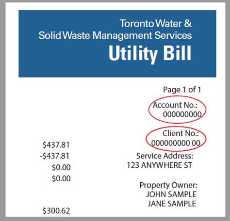 toronto utility bill.